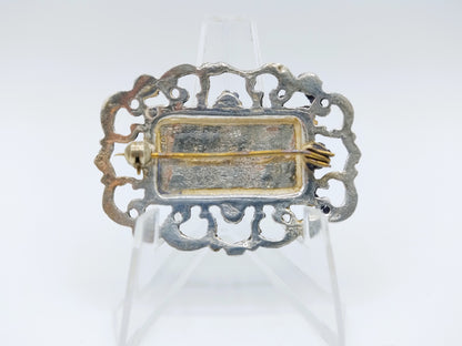 Zilveren broche met nielo inleg,  925