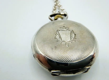 Zilveren jasseronketting met zilveren horloge hanger, 81 cm.