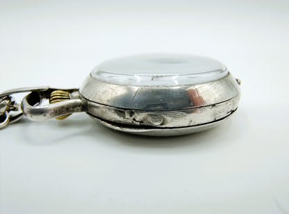 Zilveren jasseronketting met zilveren horloge hanger, 81 cm.