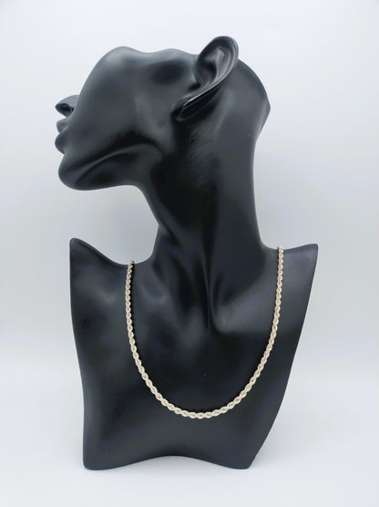 Gevlochten zilveren koordcollier, 72 cm
