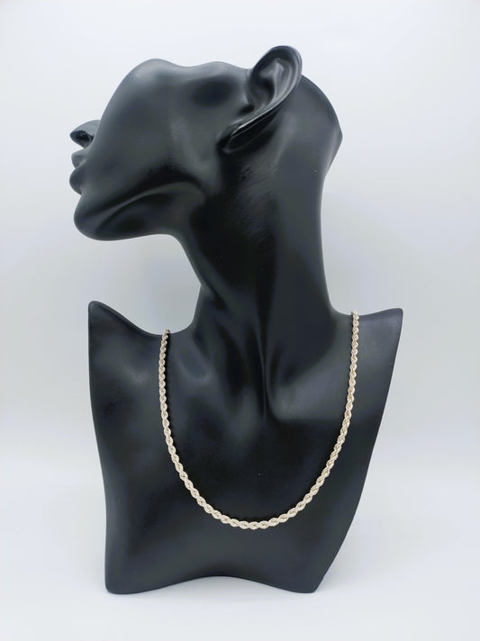 Gevlochten zilveren koordcollier, 72 cm