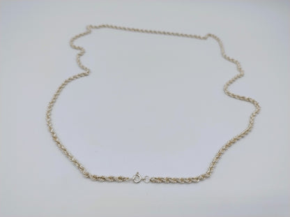 Gevlochten zilveren koordcollier, 72 cm