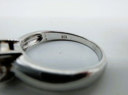 Zilveren solitair ring met zirkonia, 17 mm.