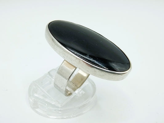 Zilveren ring met Onyx, 835, 17 mm