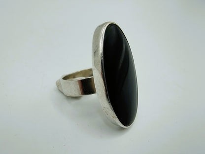 Zilveren ring met Onyx, 835, 17 mm