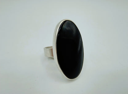 Zilveren ring met Onyx, 835, 17 mm