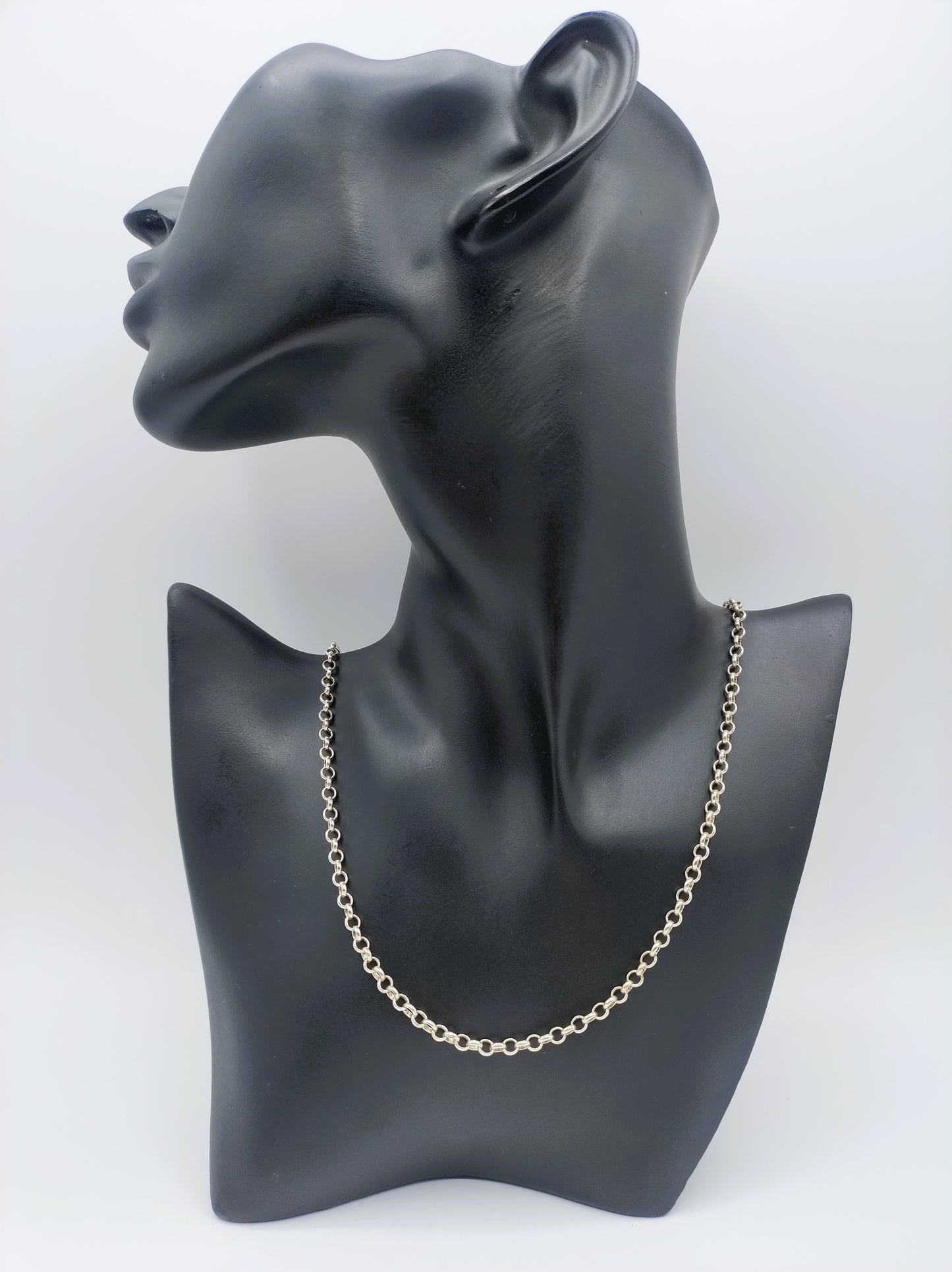 Zilveren jasseronketting, 84 cm.