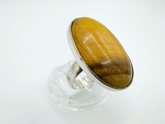 Zilveren ring met tijgeroog, 17,5 mm