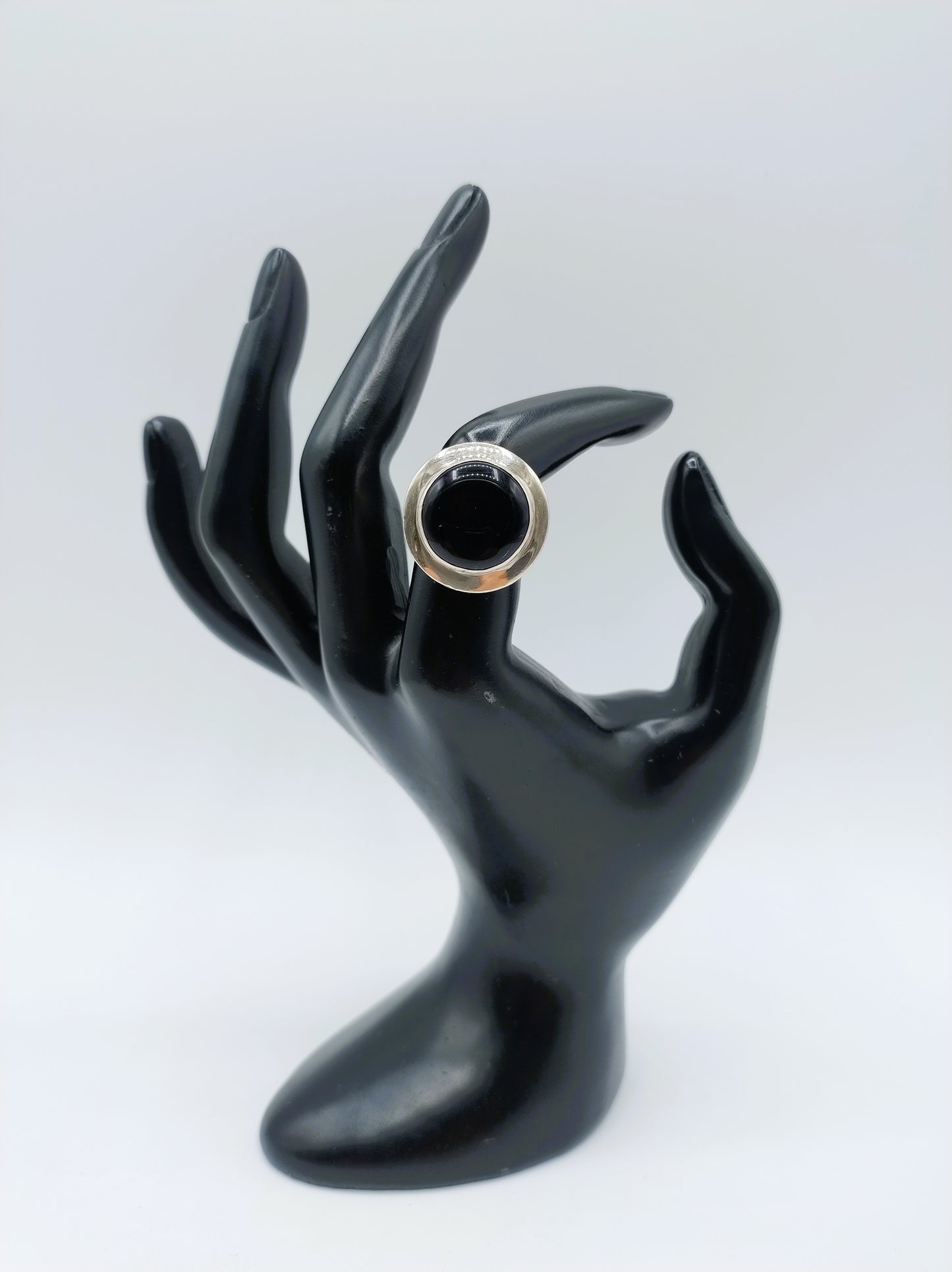 Zilveren ring met Onyx, 925, 17,5 mm