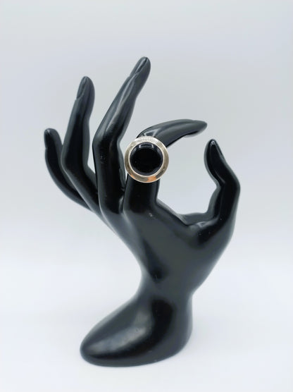 Zilveren ring met Onyx, 925, 17,5 mm