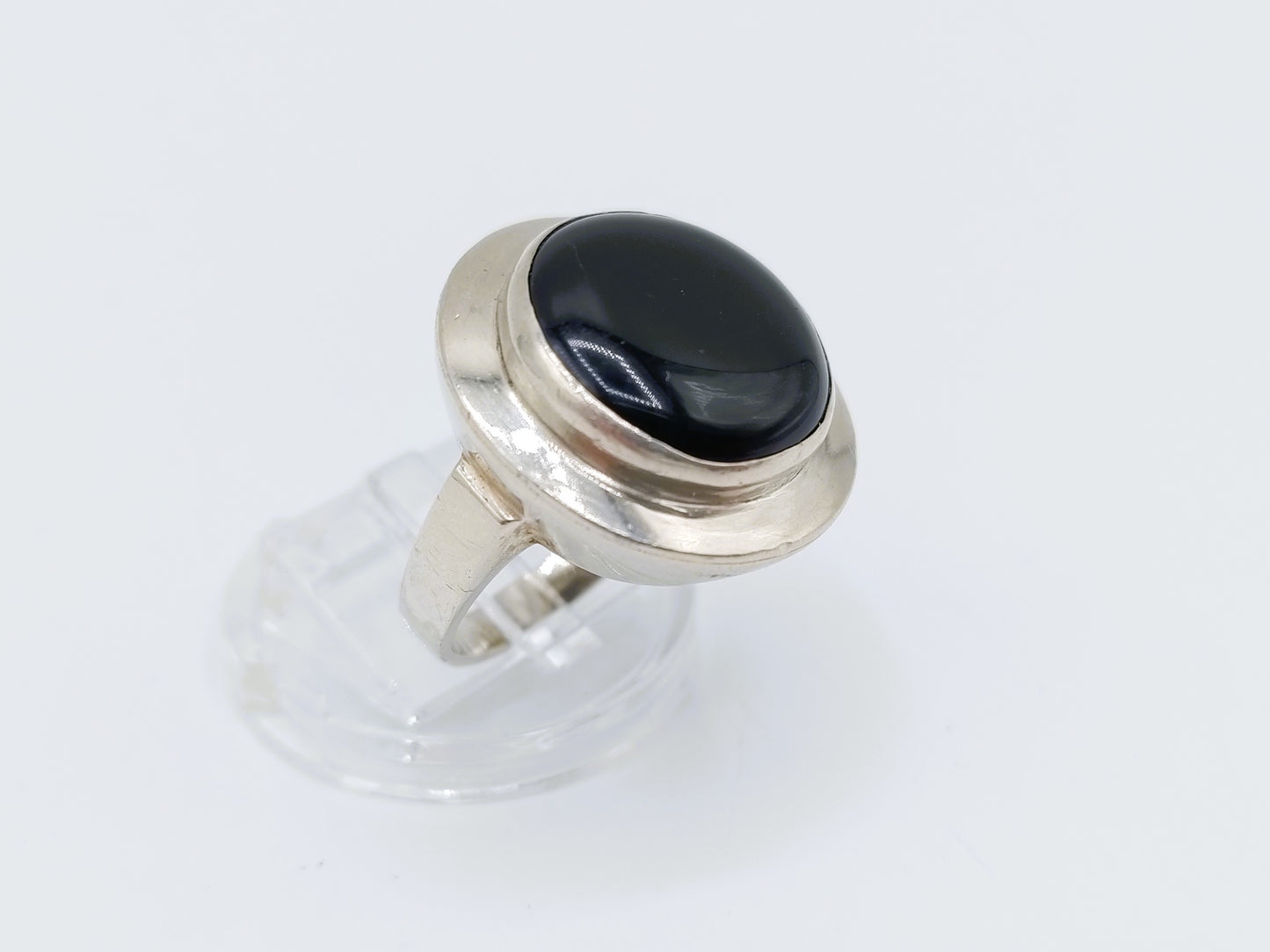 Zilveren ring met Onyx, 925, 17,5 mm