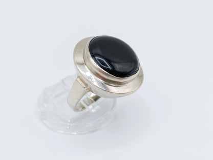 Zilveren ring met Onyx, 925, 17,5 mm