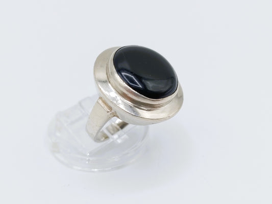 Zilveren ring met Onyx, 925, 17,5 mm