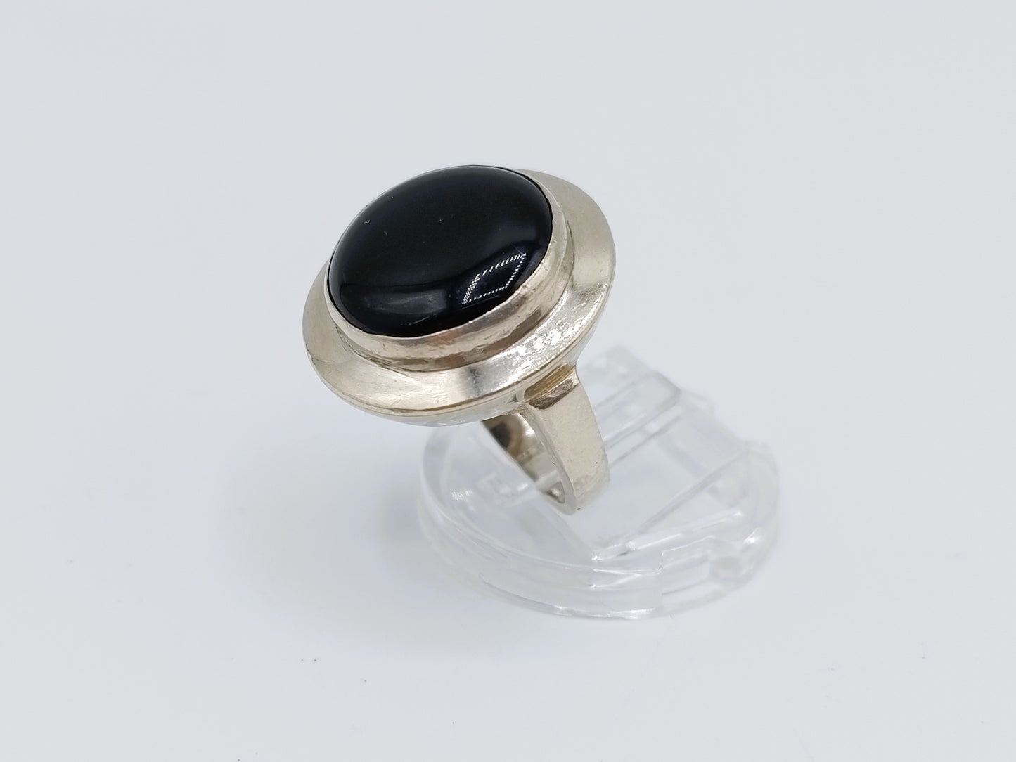 Zilveren ring met Onyx, 925, 17,5 mm