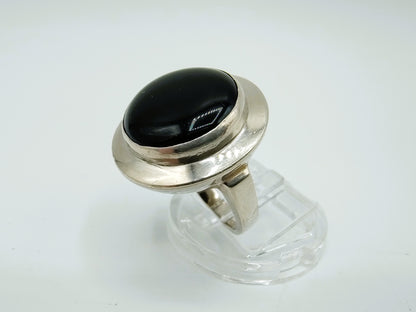 Zilveren ring met Onyx, 925, 17,5 mm