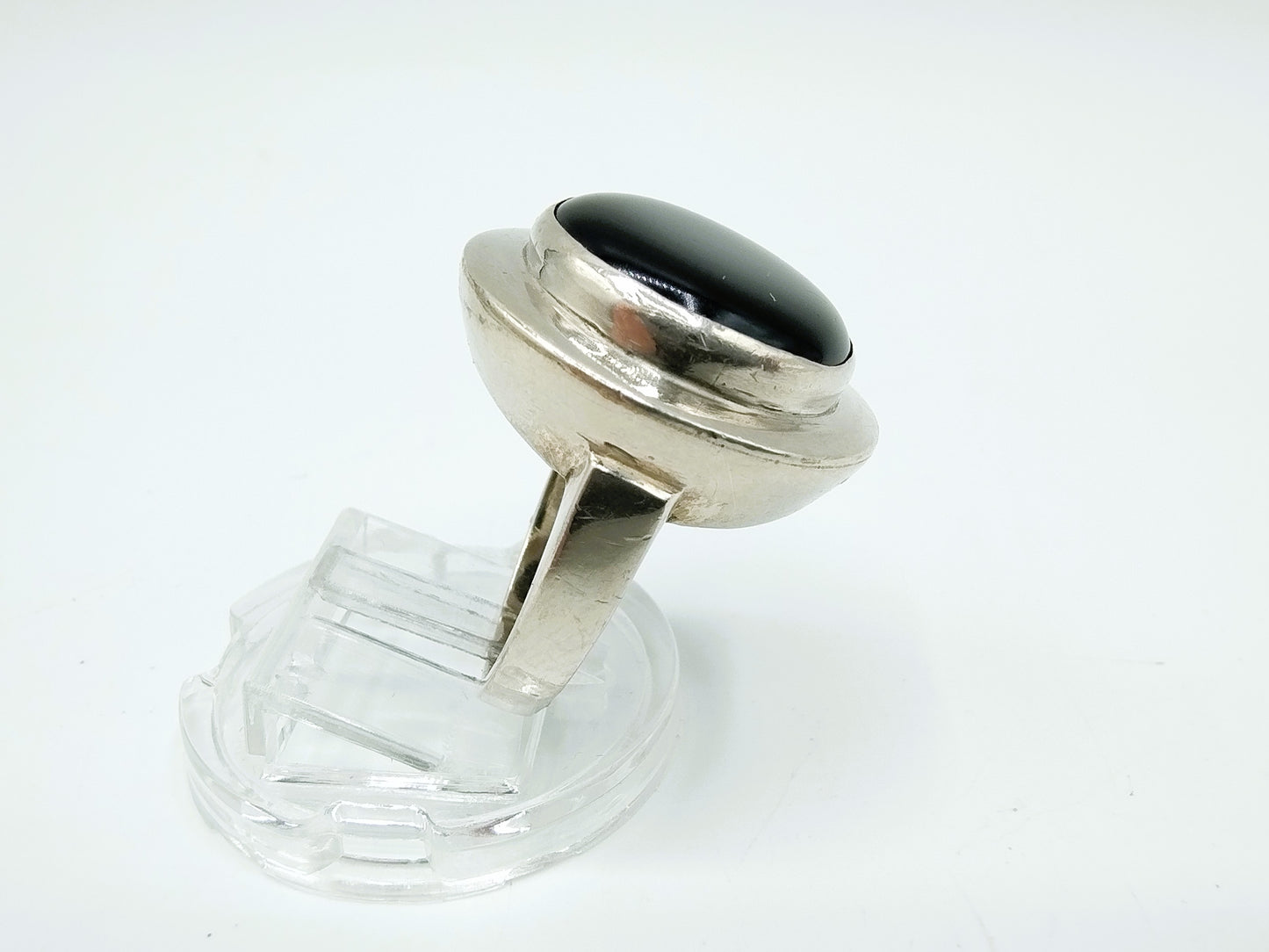 Zilveren ring met Onyx, 925, 17,5 mm