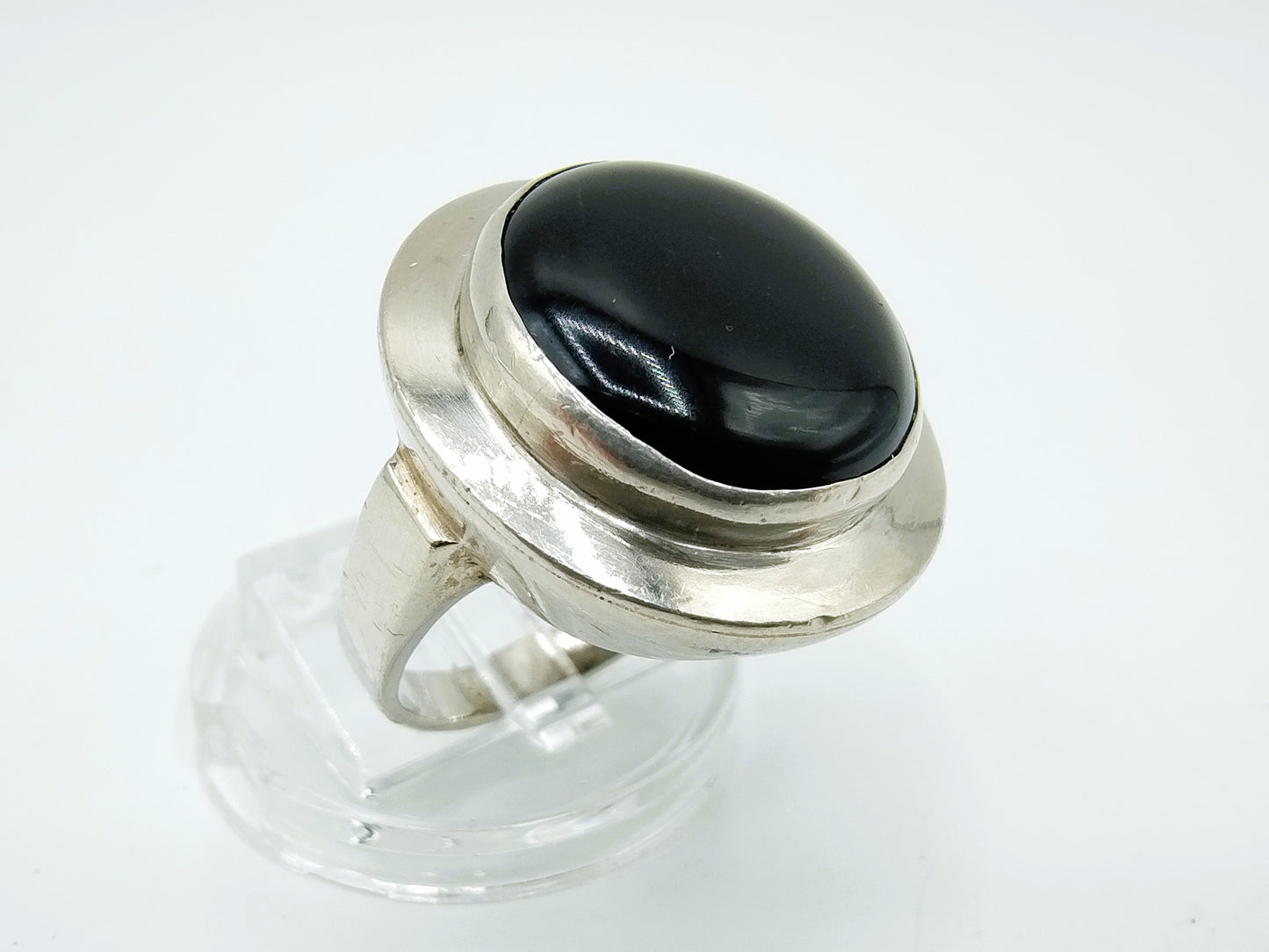 Zilveren ring met Onyx, 925, 17,5 mm