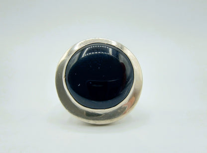 Zilveren ring met Onyx, 925, 17,5 mm