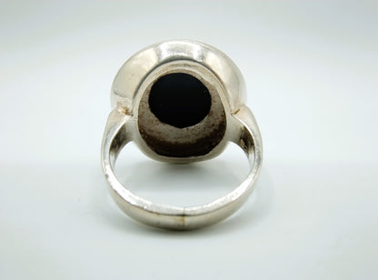 Zilveren ring met Onyx, 925, 17,5 mm