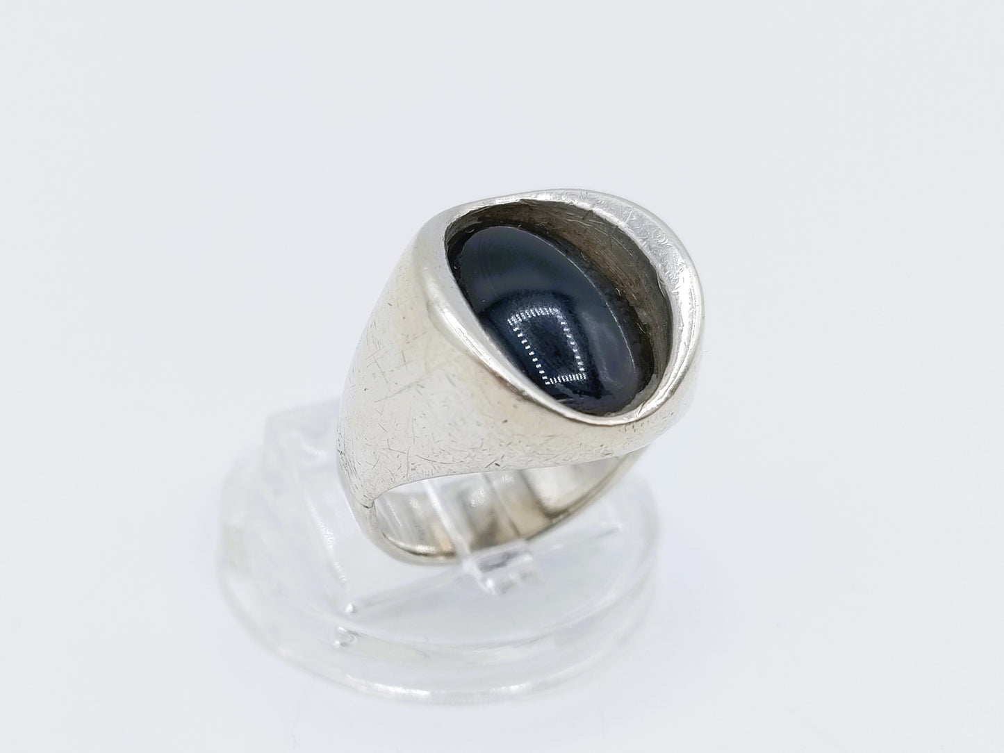 Zilveren ring met Onyx, 835, 17 mm