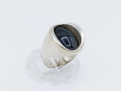 Zilveren ring met Onyx, 835, 17 mm