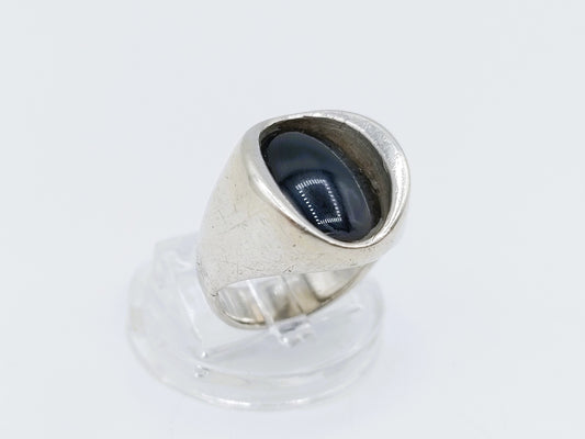 Zilveren ring met Onyx, 835, 17 mm