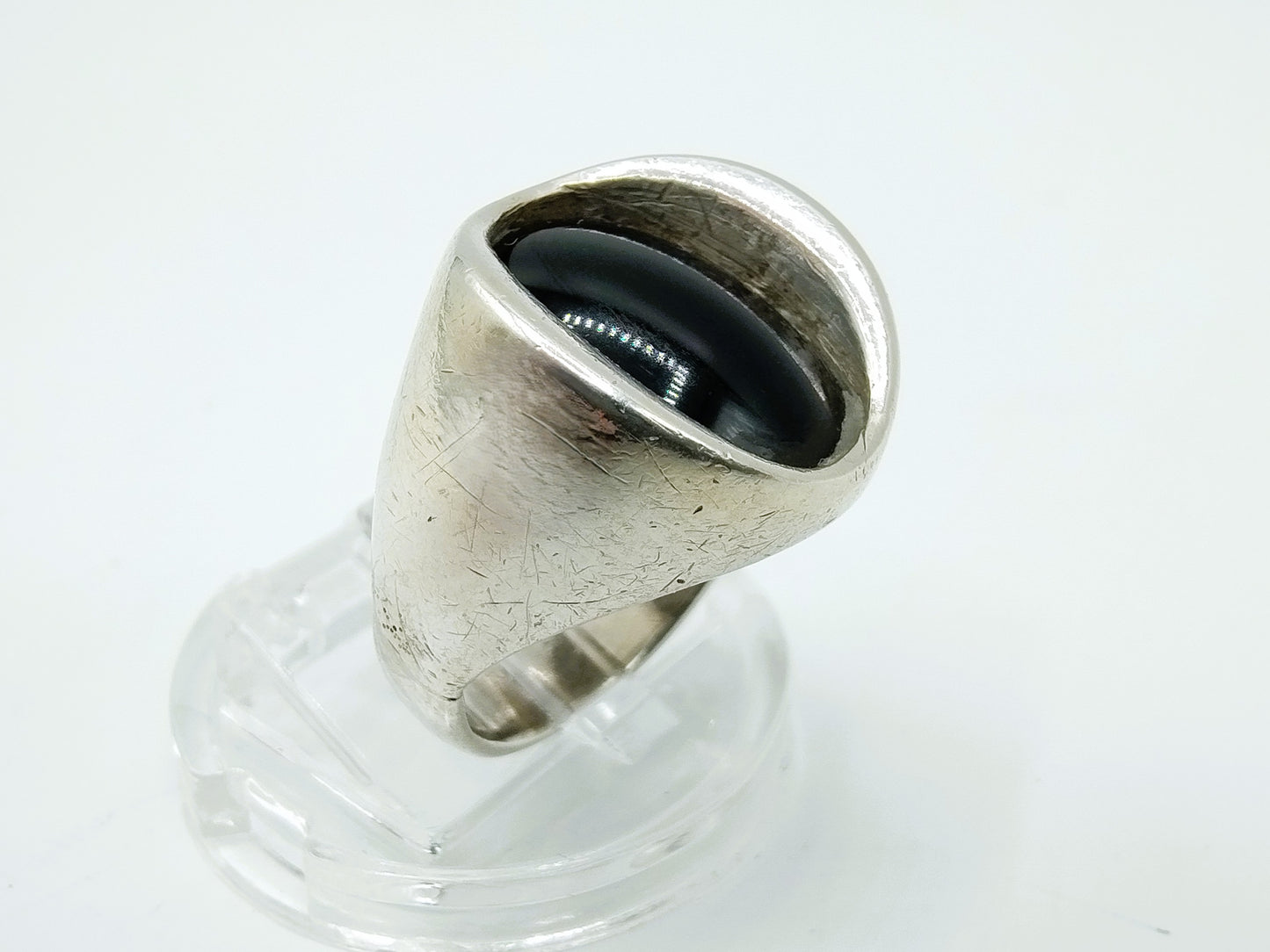 Zilveren ring met Onyx, 835, 17 mm