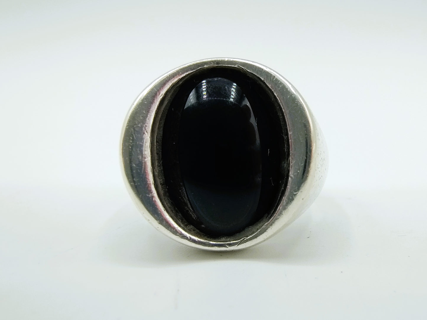 Zilveren ring met Onyx, 835, 17 mm