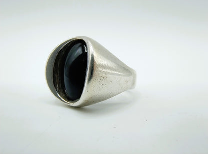 Zilveren ring met Onyx, 835, 17 mm