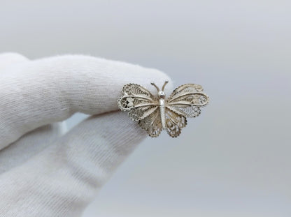 Zilveren vlinder filigrein broche, 800