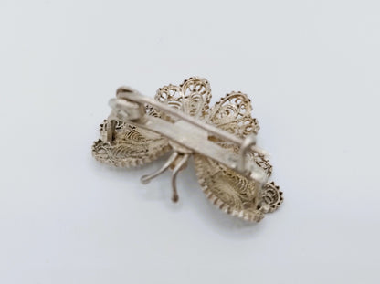 Zilveren vlinder filigrein broche, 800