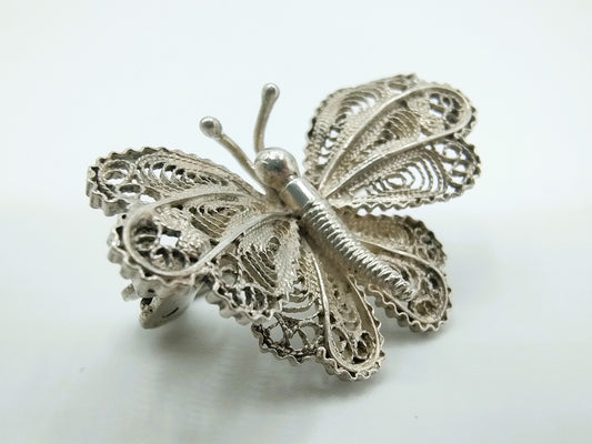 Zilveren vlinder filigrein broche, 800