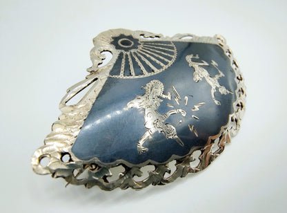 Zilveren broche met nielo inleg, Siam, 925