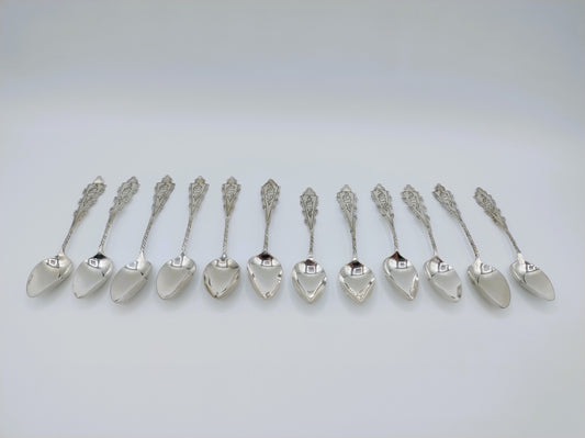 12 Zilveren theelepels, G. Huisman en G. v.d. Berg, ca. 1925