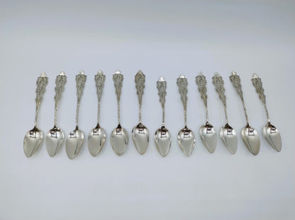 12 Zilveren theelepels, G. Huisman en G. v.d. Berg, ca. 1925