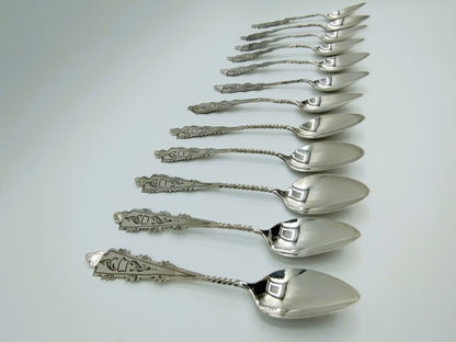 12 Zilveren theelepels, G. Huisman en G. v.d. Berg, ca. 1925