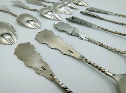 12 Zilveren theelepels, G. Huisman en G. v.d. Berg, ca. 1925