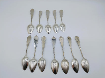 12 Zilveren theelepels, G. Huisman en G. v.d. Berg, ca. 1925