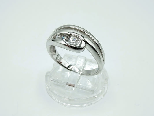 Zilveren ring met zirkonia, 19 mm