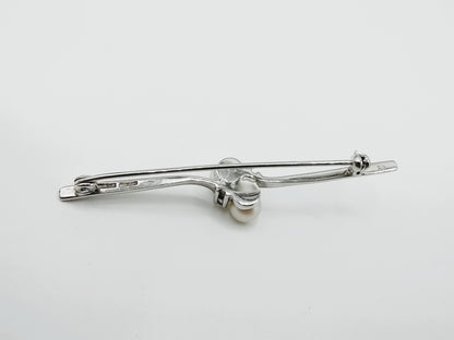 Zilveren broche met zirkonia's en parels