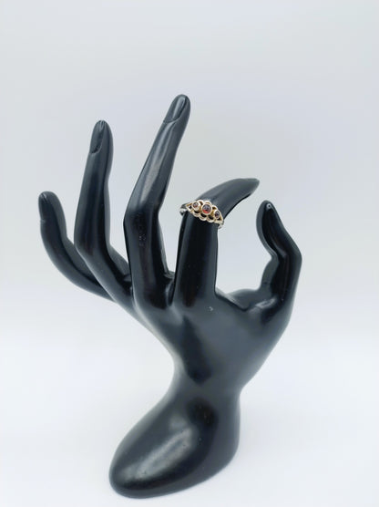 Zilveren ring met 3 granaten, 16,5 mm