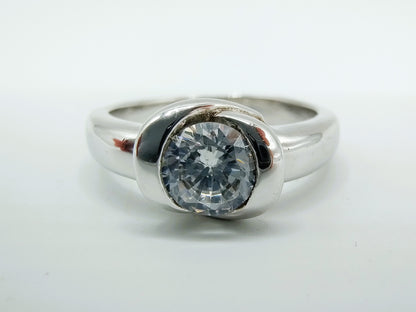 Zilveren ring met grote zirkonia, 17 mm