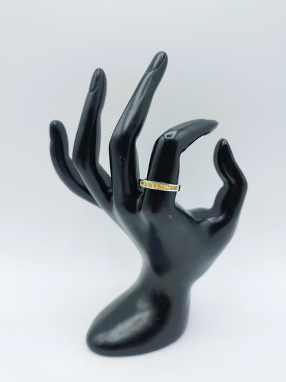 Zilveren Luxenter ring met gele stenen, 19 mm