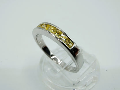 Zilveren Luxenter ring met gele stenen, 19 mm