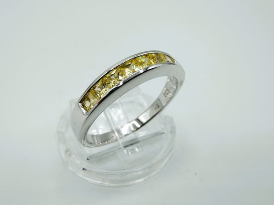 Zilveren Luxenter ring met gele stenen, 19 mm