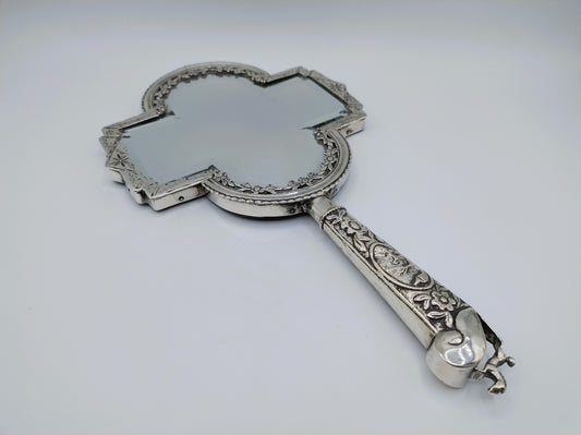 Hand mirror with silver frame and knife handle, 18th century