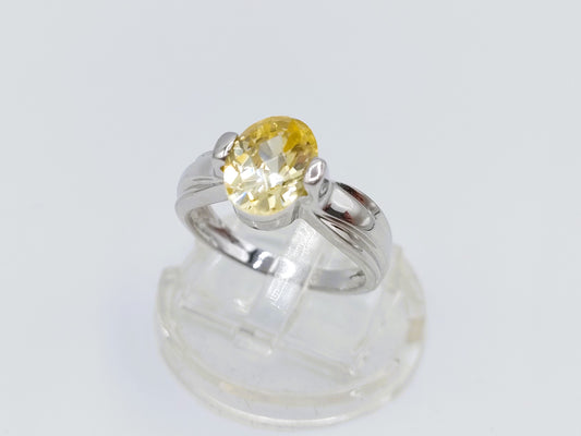 Zilveren ring met gele steen, 16.5 mm