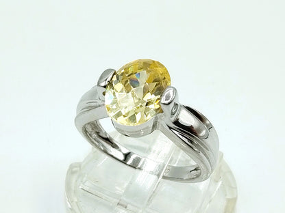 Zilveren ring met gele steen, 16.5 mm