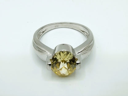 Zilveren ring met gele steen, 16.5 mm