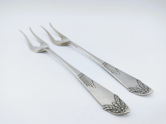 2 Zilveren vleesvorken, art nouveau, Fa. J.M. van Kempen, Voorschoten, ca. 1900